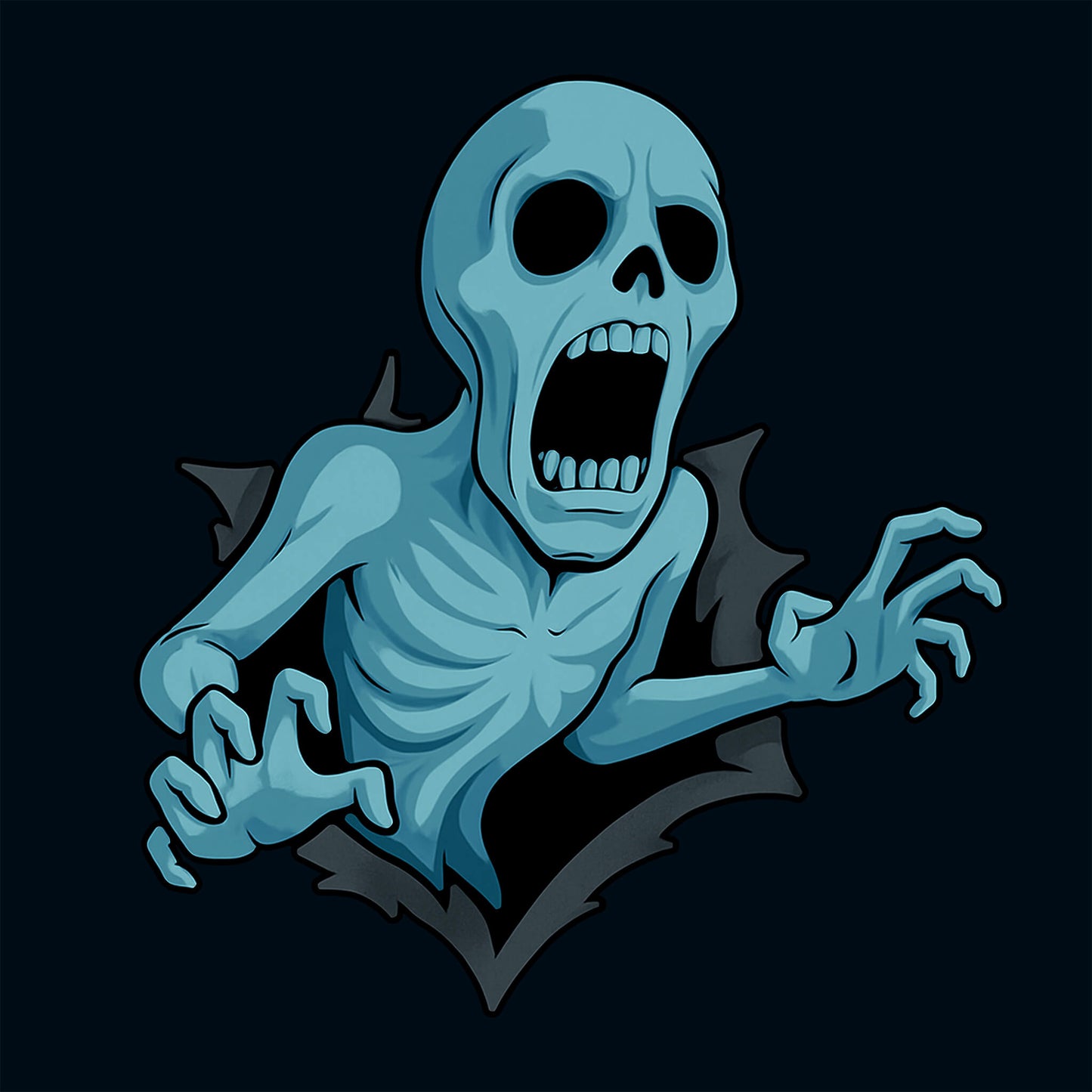 Blue skeleton with a dark background