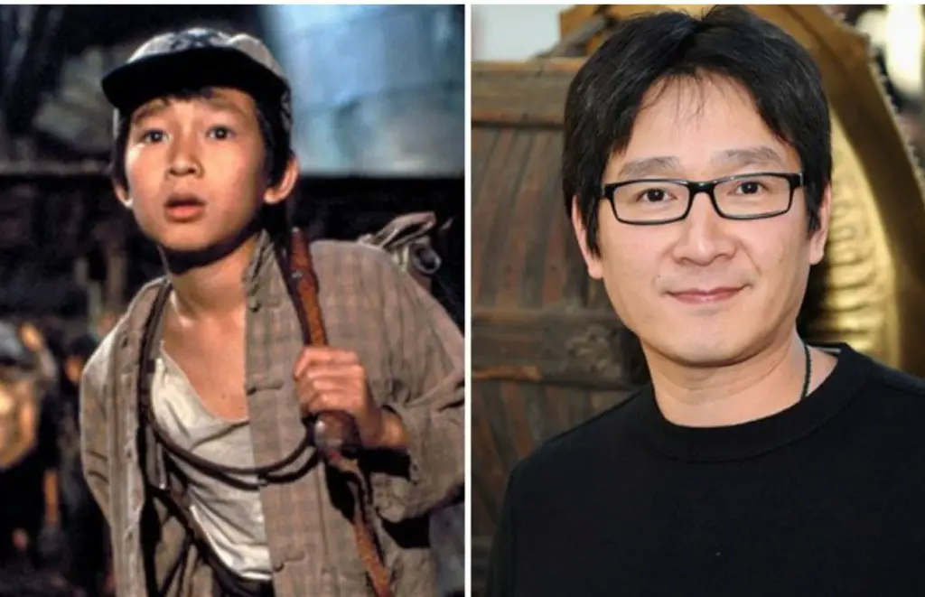 Johnathan Ke Quan as Short Round and pictured now.