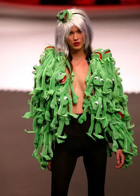this frog coat is one of the crazy fashion fails.