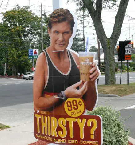 David Hasselhoff iced coffee sign.