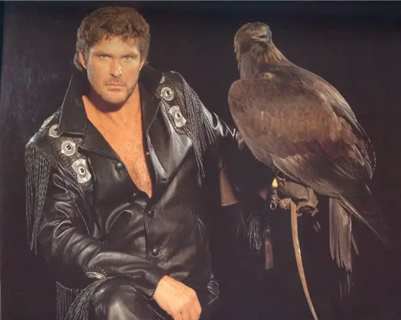 David Hasselhoff with an eagle.