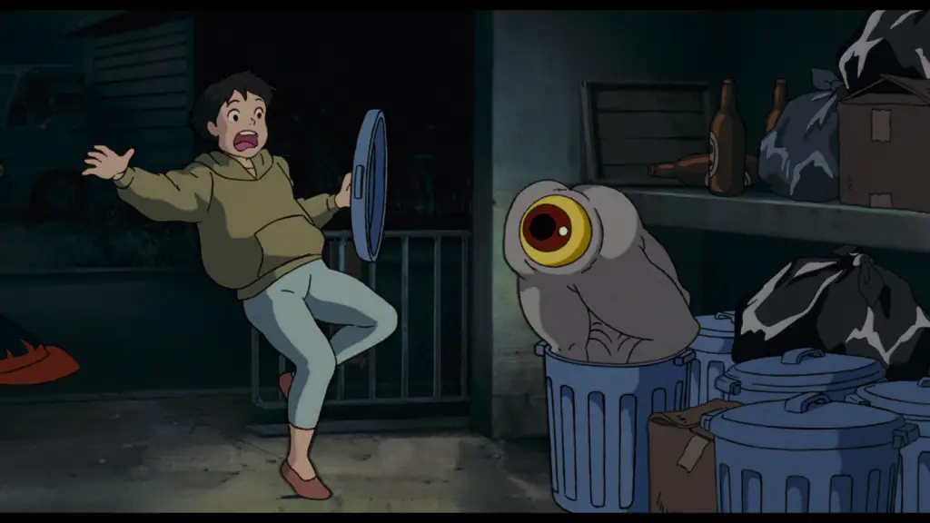 Shirime popping out of a garbage can showing his butt eye.