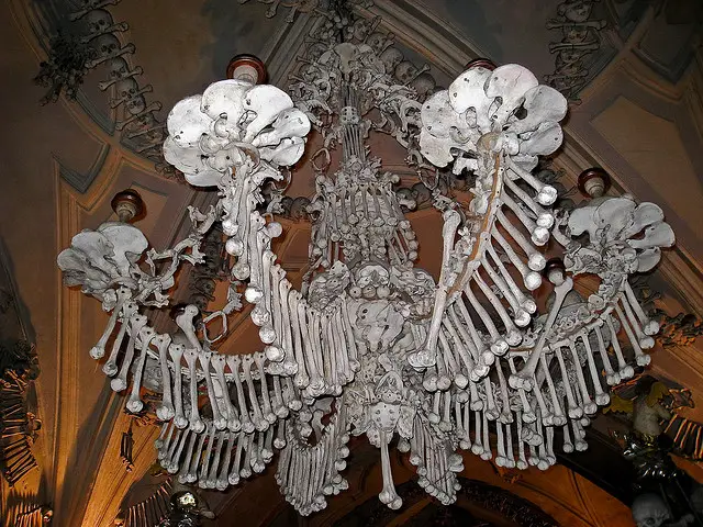 The Sedlec Ossuary in the Czech Republic is one of the most eerie places made of bones.