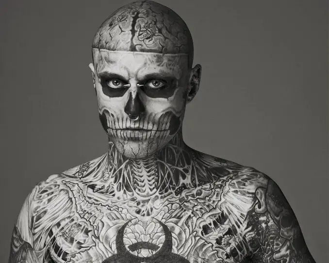 Zombie Boy Rick Genest with full body skeleton tattoo - 10 Most Insane Body Modifications You Just Have To See