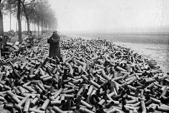 A photo of spent artillery shells during World War 1 - 10 Rare Photos From History