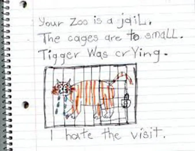 A child's drawing of a tiger in a cage - 22 Inappropriate Children's Drawings That Will Make You Laugh