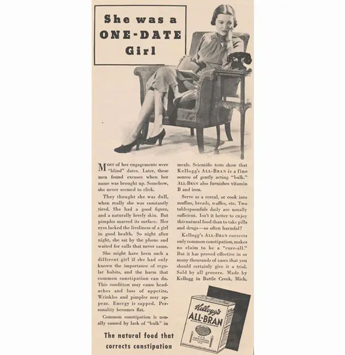 Vintage All-Bran advertisement - 10 Shocking Vintage Ads You Have To See To Believe