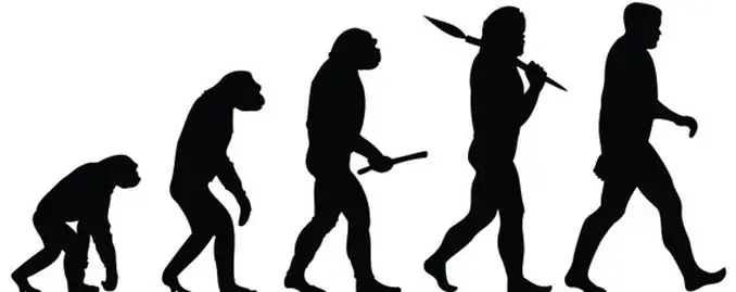 Apes evolving into man.