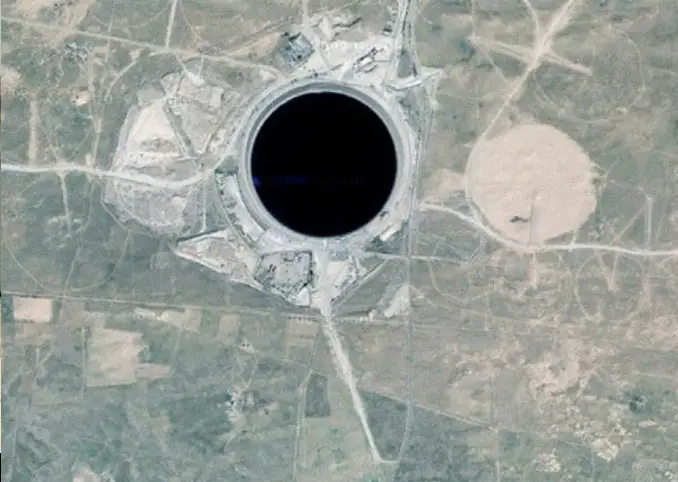 A giant hole seen on Google Earth.