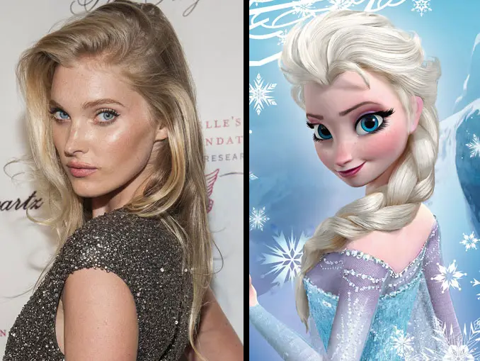 Elsa Hosk and Elsa from Frozen.