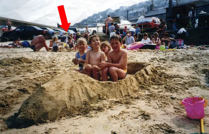 Aimee Maiden and Nick Wheeler at the beach as children.