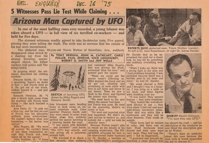 The Travis Walton case is one of the most Famous Alien Abduction Cases