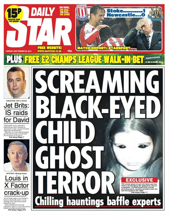 Front page story about black eyed children in newspaper - Creepy Black Eyed Children Caught on Camera