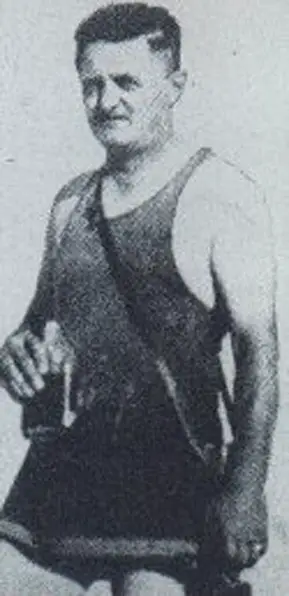 A black and white photo of Joe Ball