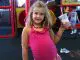 Photo of Annabel Beam holding milkshake at playground. Beam claims she's been to heaven.