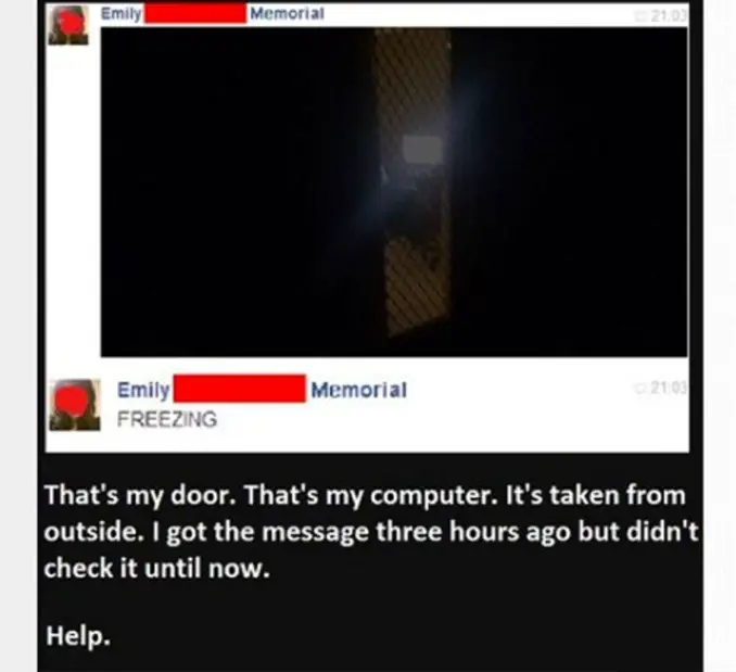 Screen captures of a Facebook haunting