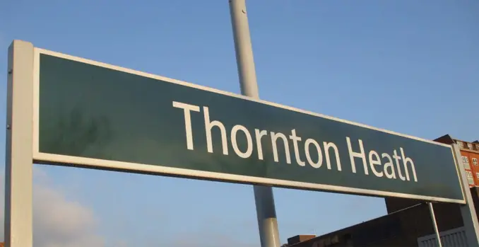 Thornton Heath town sign, where one of the most scary supernatural events took place.