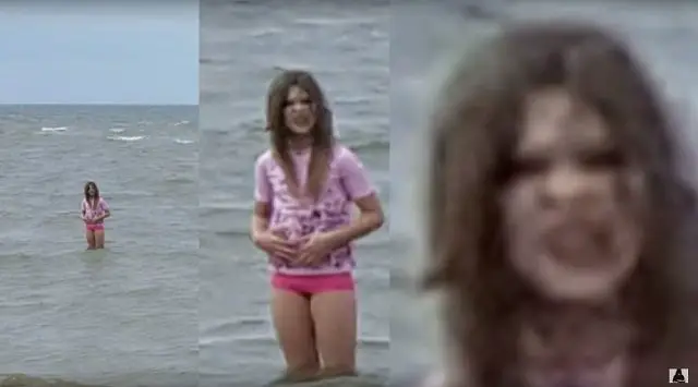Possessed Girl photographed at beach