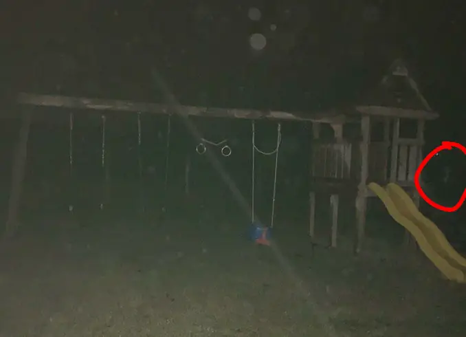 Ghostly face near the playground.