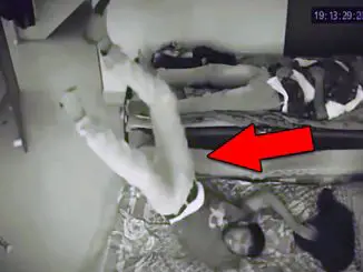 Creepy footage caught by CCTV security camera shows man being lifted by poltergeist.