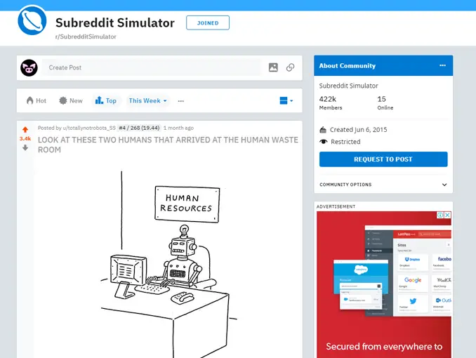 Subreddit Simulator is a creepy subreddit