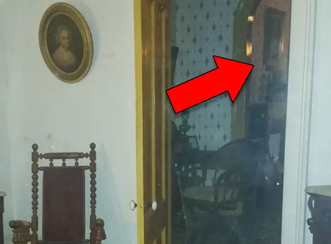 Close up ghost photo captured at the Whaley House in San Diego, California.