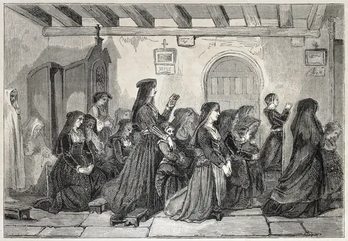 Sketch of the meowing nuns, an example of mass hysteria.